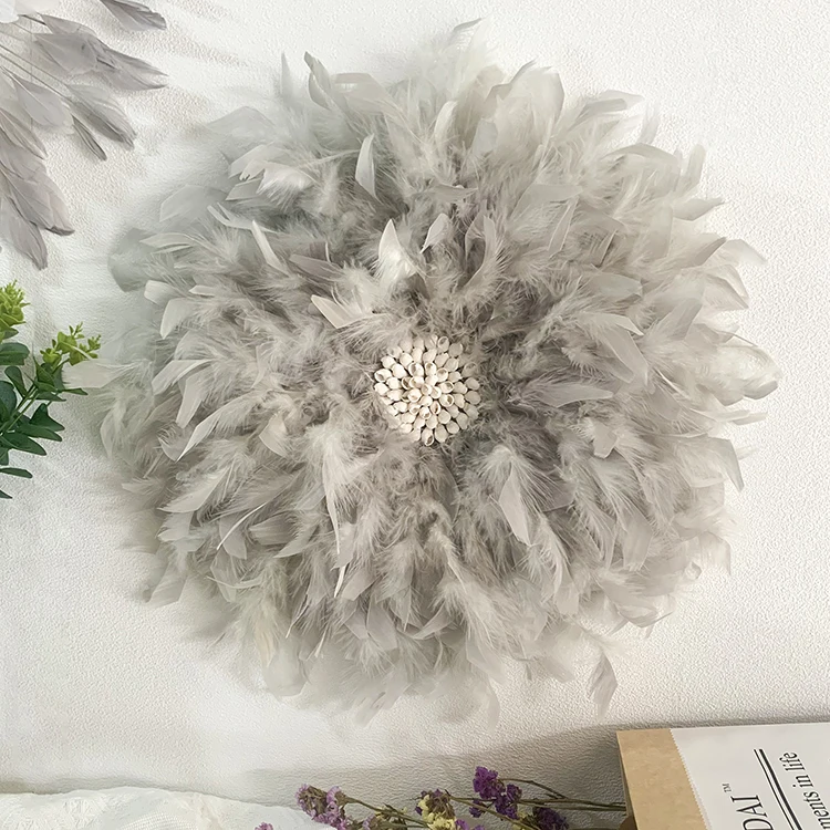 

Круглое настенное украшение из перьев, подвеска ручной работы, креативная гостиная, прикроватный светильник, роскошь, дом, гостиница, FM426-2, 45 см