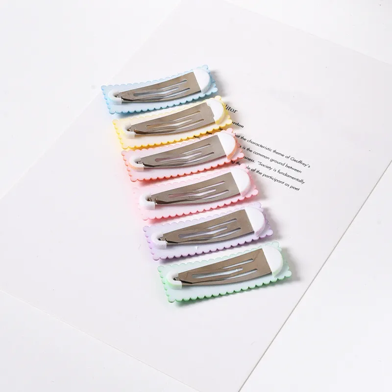 20pcs 5.5cm 웨이브 머리핀 워터 드롭 BB 클립 직사각형 마카롱 컬러 헤어 클립 Diy 쥬얼리 만들기 헤어 클립 액세서리