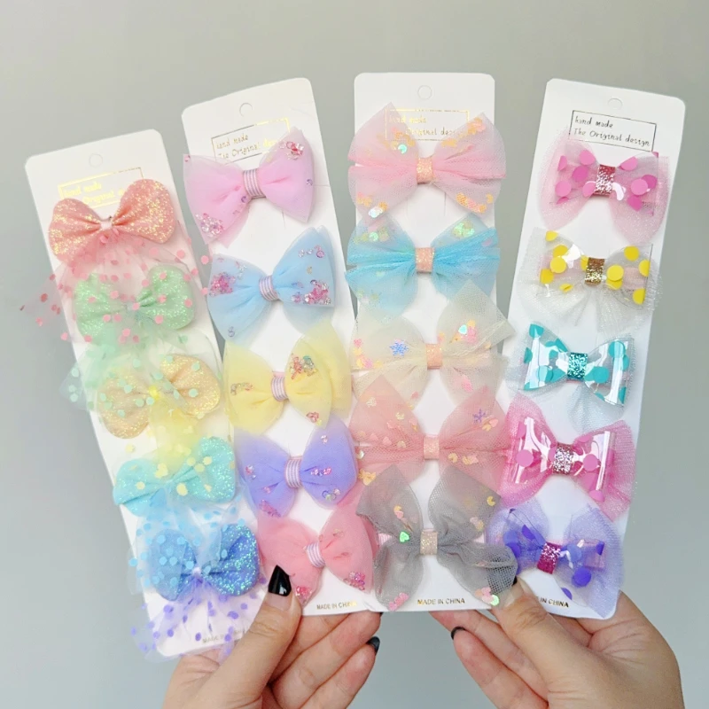 

Банты для волос JoJo Siwa с зажимами, 6 шт./комплект, лента с радужным узлом для девочек, бутик ручной работы, заколка для волос, Детские аксессуары для волос