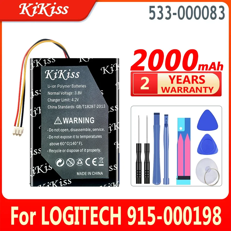 2000Mah Kikiss Potente Batteria 533-000083/533-000084 Per Logitech 915-000198 Harmony/Touch Harmony/Ultimate One 1209 Bateria