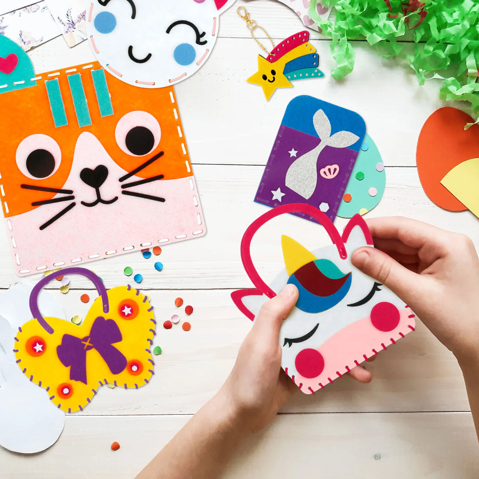 DIY Felt Sewing Kit Kids Hand Sewing Toy Bag Material for Beginner Learn Hand Made Felt Pack Set Educational Craft Kit