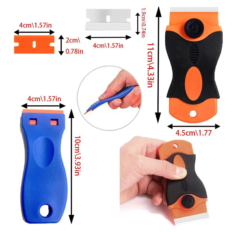 Razor Blade Scraper Car Glass Blades Window Glass Glue Sticker Remover Clean Ceramic Hob Auto Squeegee Tool