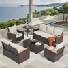 6 Pieces Patio Furniture Sets with Swivel Chairs, Outdoor Furniture Set for Porch Deck Bistro Lawn Garden Backyard Poolsid-Khaki 1
