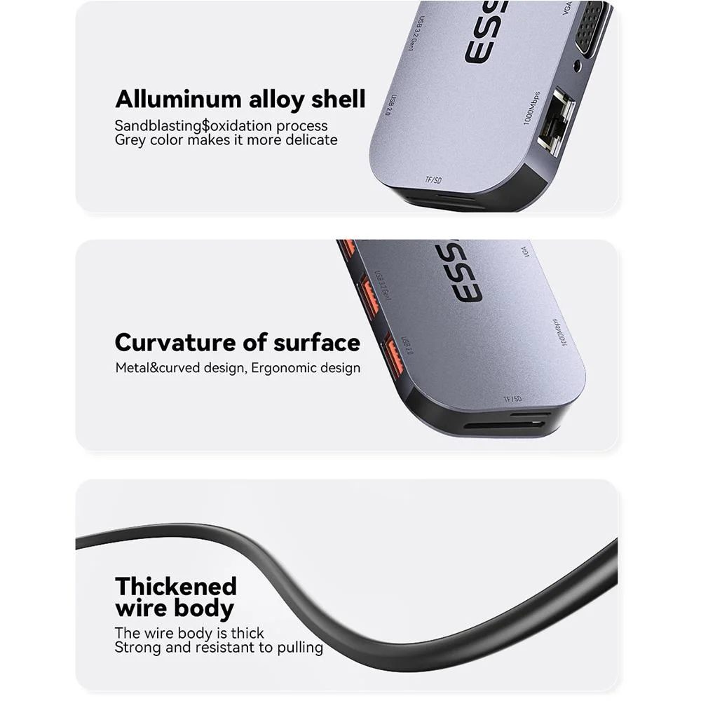 2024 NEW 11 in 1 USB C HUB 4K 30HZ Type C Docking Station For Macbook Air Pro Adapter Splitter For Laptops HDMI-Compatible RJ45