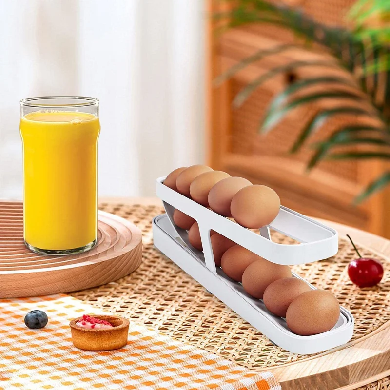 New Refrigerator Egg Rolling Storage Rack Egg Storage Holder Rolldown Egg Dispenser Refrigerator Storage Box image_1