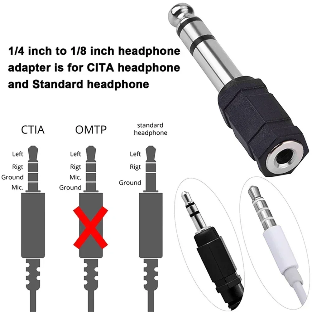 3.5mm Female To 6.35mm Male Stereo Headphone Audio Adaptor Microphone Connector Smartphone Microphone Headphone Speaker Adaptor audio adapter converter