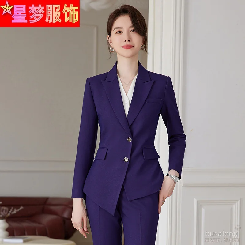 

Purple Business Wear Suit Women's Spring and Autumn 2023 New Goddess Fan High-End Temperament Manager Overalls Suit