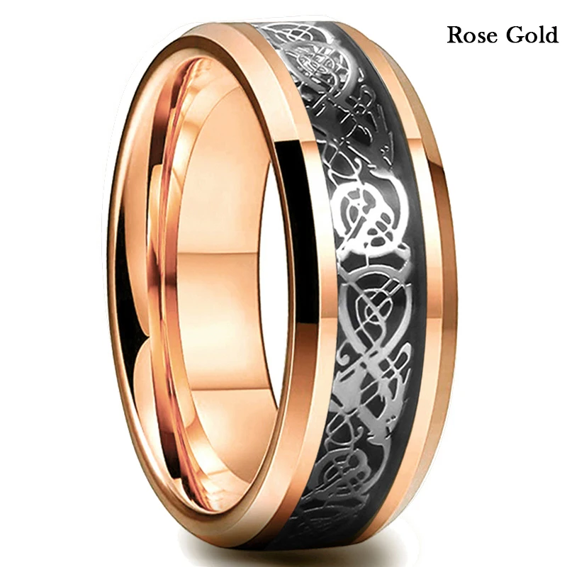 Timeless Titanium Stainless Steel Ring with Black and Blue Carbon Fiber Inlay – Elegant Men's Wedding Band and Gift Accessory