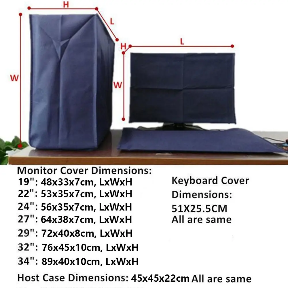 3PCS 19 To 34 Inches Desktop Computer Dust Cover Blue LCD Screen Cover Durable Computer Protective Cover for Computer