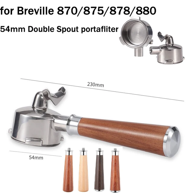 54MM 3-ear Coffee Portafliter for Breville 870/875/878/880 Stainless Steel Double Mouth Coffee Handle Filter 18g Filter Basket
