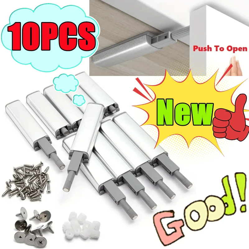 10-1PC Cabinet Catches Push To Open Damper Catch Set Door Drawer Cabinet Magnetic Push Latches Soft Closer Rebound Hardware