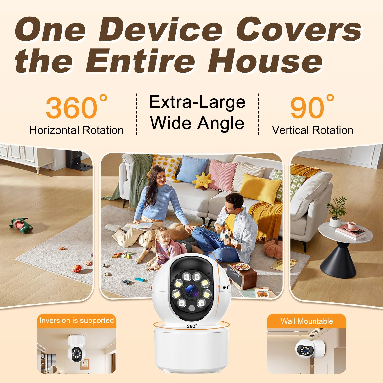 8MP 4K WiFi Security Indoor Camera 10X Digital Zoom Pan Tilt IP Camera Ai Automatic Tracking Night Vision Intercom Security 3