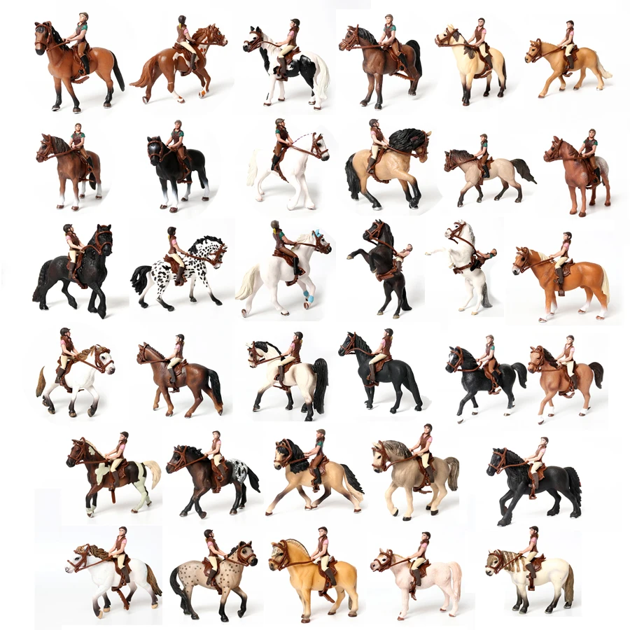 

Realistic Equestrian Rider Horse with Saddle and Bridle Riding Playset Model Figures Decoration Educational Toys for Kids