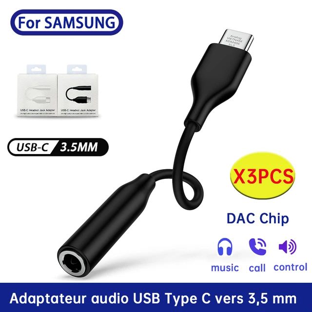 Adaptateur USB de Type C à 3.5mm pour Samsung Galaxy S24 S23 Ultra