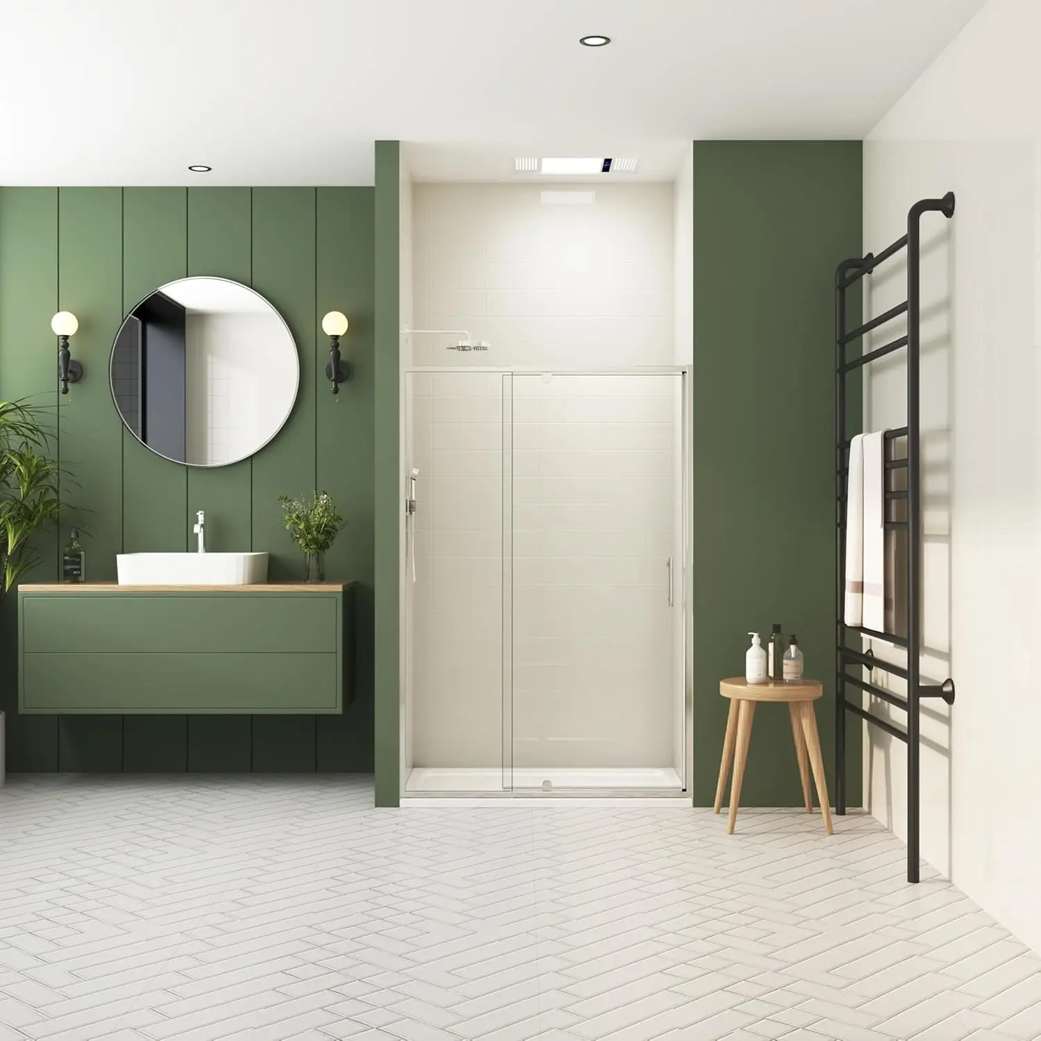 38-42"" W X 71"" H Piovt Swing Glass Shower Door,Pivot Frame Sliding Shower Door With 1/4""(6Mm) Clear Sgcc Tempered 2