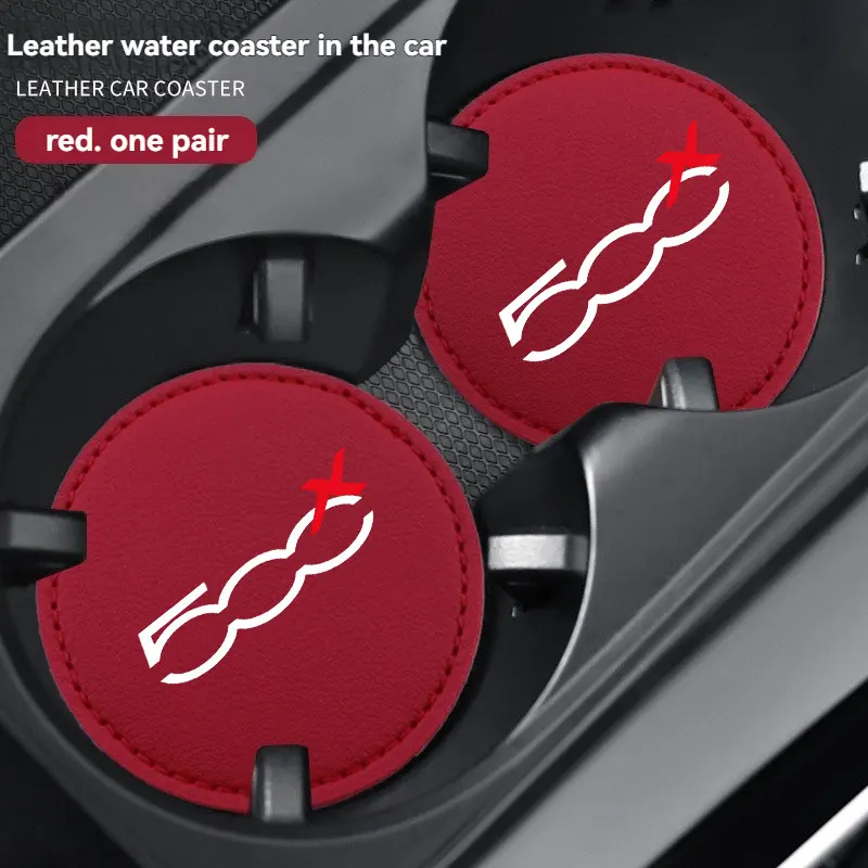 Car Coaster Mats Water Cup Bottle Anti-slip Pads Mat Waterproof 2Pcs For Fiat Abarth 500X Car Accessories