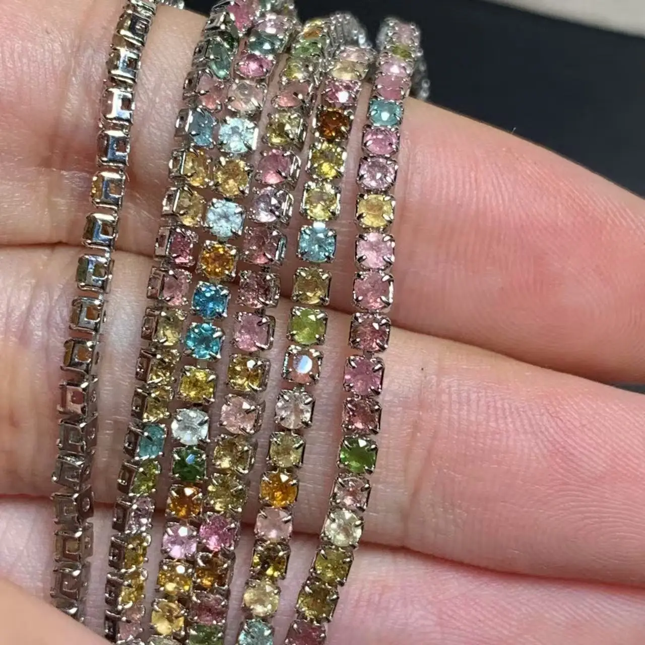 Natural Tourmaline Tennis Bracelet Bracelets & Bangles For Women Adjustable Fine Jewelry Gift Stone RED