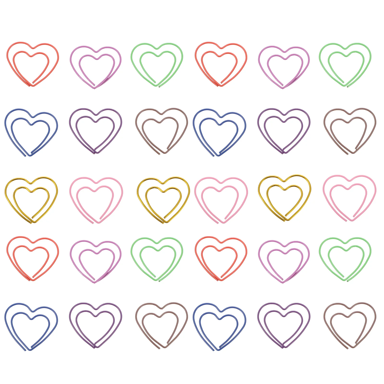

50 Pcs Love Paper Clip Multi-color Heart-shaped Office Decor Modeling Adorable File Office Supply Plastic Metal