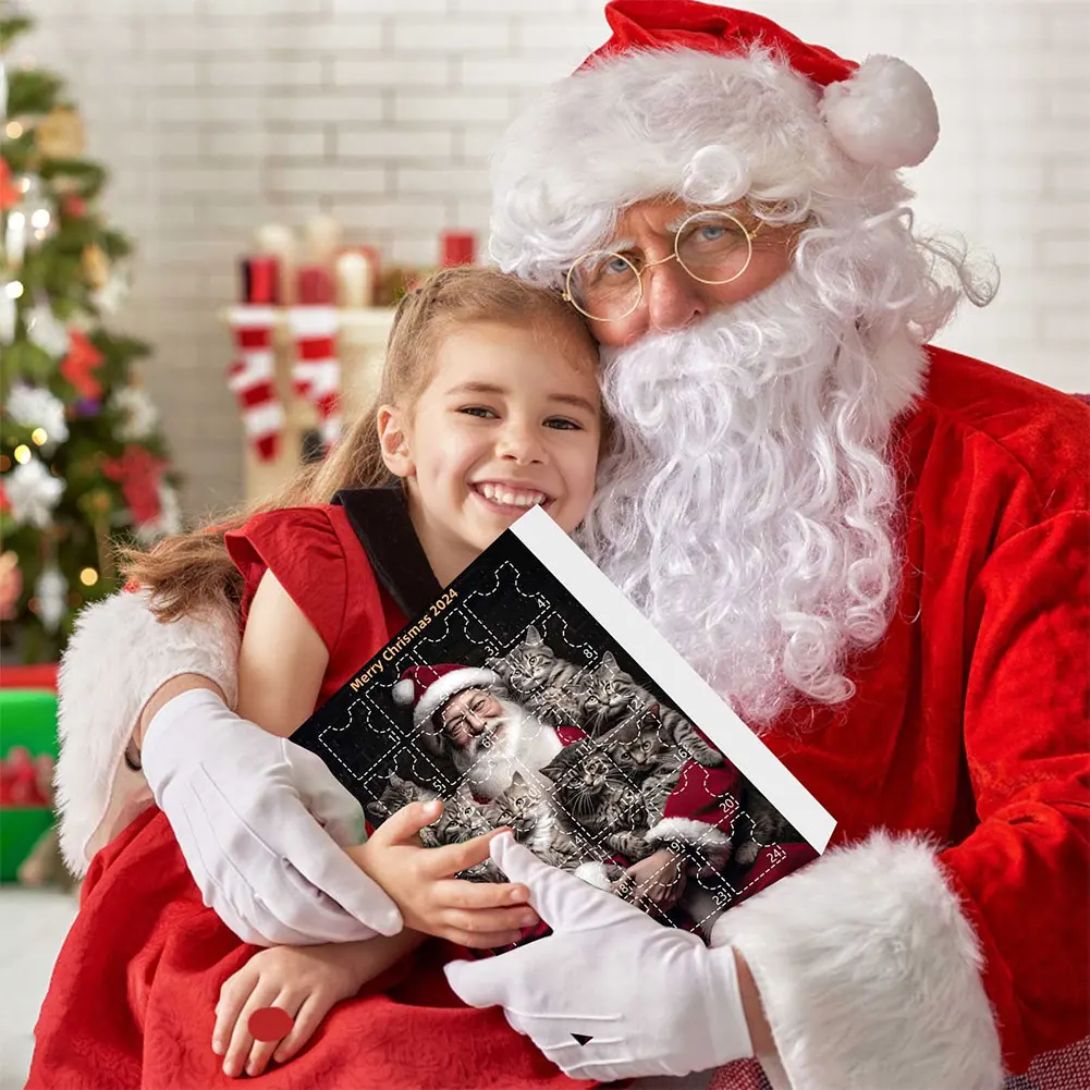 Advent Calendar 2024 2D Acrylic Cat Hanging Pendant Cute Christmas Advent Calendar Cat Ornament Calendar Xmas Countdown Calendar