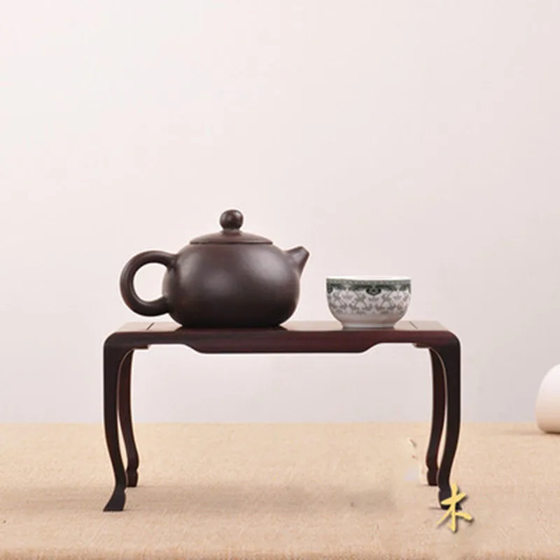 Red Sandalwood Ming Style Horseshoe Rectangular Rare Stone Tea Pot, Jade Ware, Potted Base, Pure Handmade Mortise and tenon