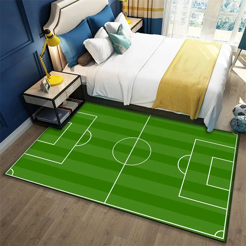 Floor Mat Cartoon Football Field Carpet Sports Theme Play Mat for Boys Girls Soccer Field Gift for Football/Soccer Lovers