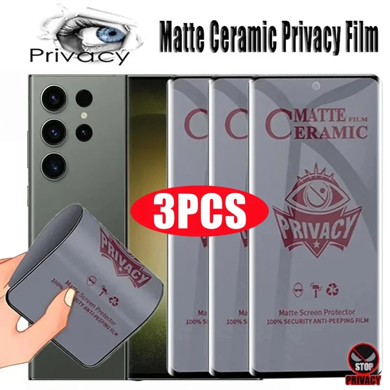 

3Pcs Matte Ceramic Privacy Screen Protector for Samsung S23 S24 S21 S22 Ultra S20 FE S10 Plus Galaxy Note 20 Ultra Anti-spy Film