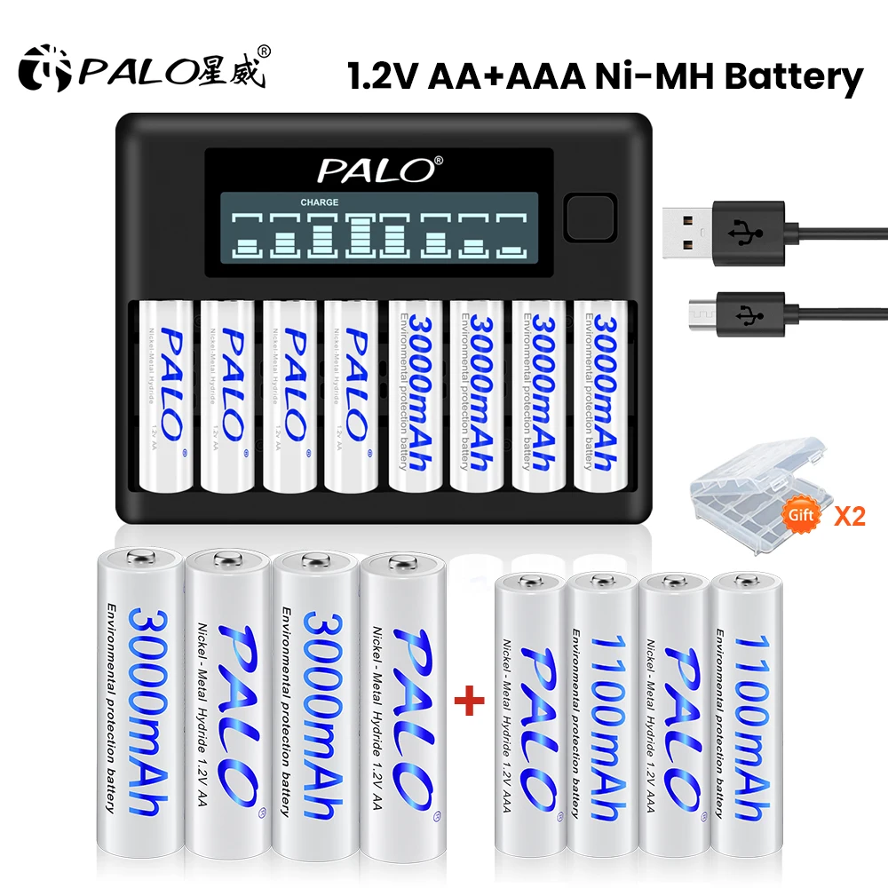 Batteria Palo Aa Aaa Batteria Ricaricabile 1.2V Batteria Nimh 3000Mah Lr6 Aa Batteria Ricaricabile 1100Mah Lr3 Batteria Aaa Per Giocattoli