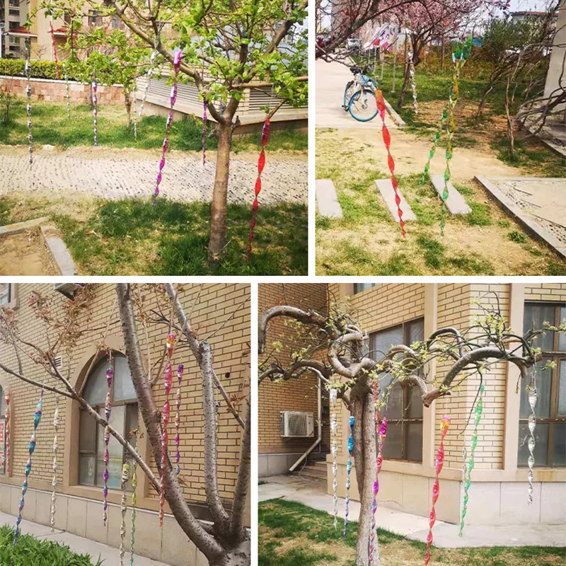 12pcs Bird Repeller Rotating Rod Reflective Deterrent 30cm Hanging Spiral Rod Anti-bird Protection Garden Decor Chimes