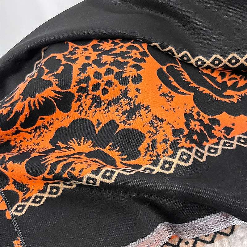 2024 new winter double-sided thickened ethnic style cashmere jacquard scarf high quality ladies imitation cashmere scarf