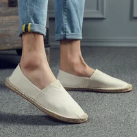 Summer Fisherman Shoes Canvas Straw Woven Sole Comfortable Simple Comfortable Women's Casual Shoes Men Vulcanized Shoes 2