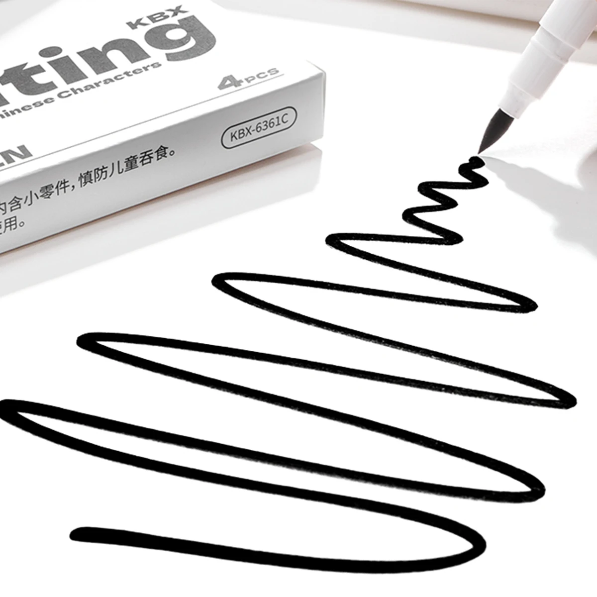 4PCS Black Brush Sign Pen Set, Multi-Tip Sizes Calligraphy Pens for Writing & Journaling - 3