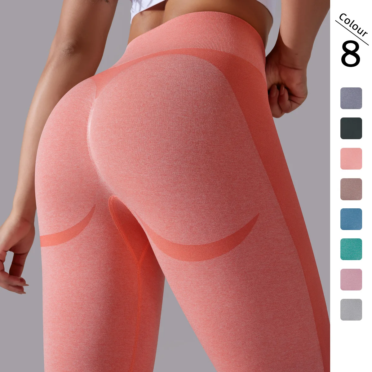 

Seamless Knitted Peach Hip Lifting Small Crescent High Waist Yoga Pants Sports Running Fitness Tight Cropped Pants for Women