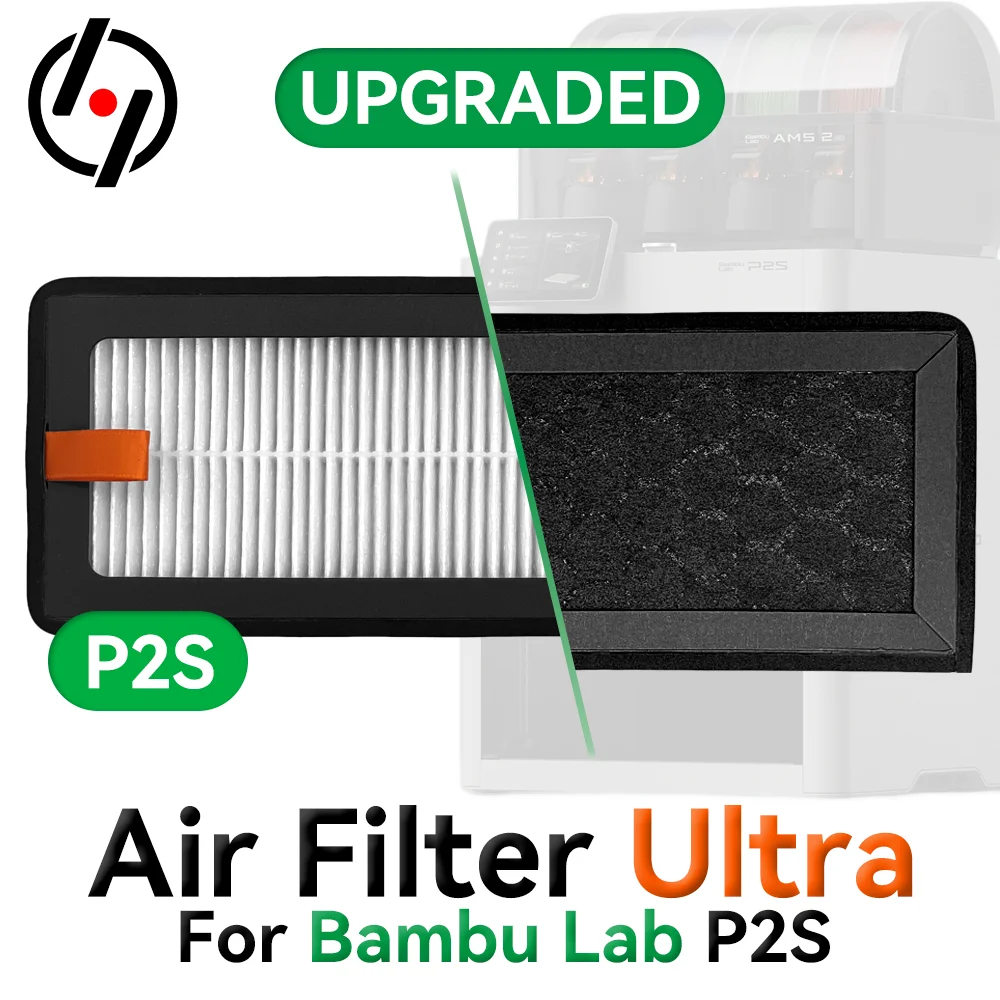 Filtre HEPA13 et charbon actif ultra pour Bambu Lab P2SC, installé dans l'imprimante.