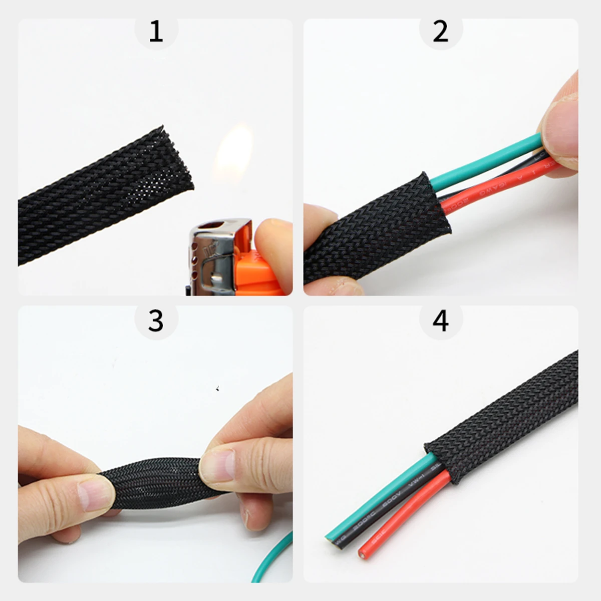 1/10M 2 4 6 8 10 12 14 16 18 20 25 30 40mm Haute Densité PET Tressé Extensible Gaine De Fil Gaine De Protection En Nylon Isolée-Noir Rouge,10mm,10 Metesr