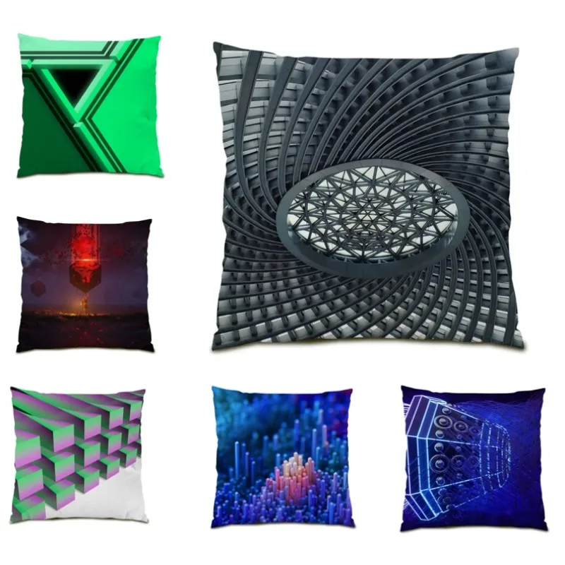 

45x45CM Abstract Color Geometry Square Pillowcase Simple Luxury Living Room Cushion Cover Decorative Pillows for Bed F2617