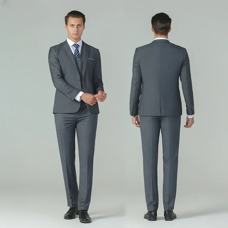 6XL ( Blazer + Vest + Pants ) High-end Business Formal Slim Men Suits British Style Large Size Groom Wedding Dress 3-piece Set