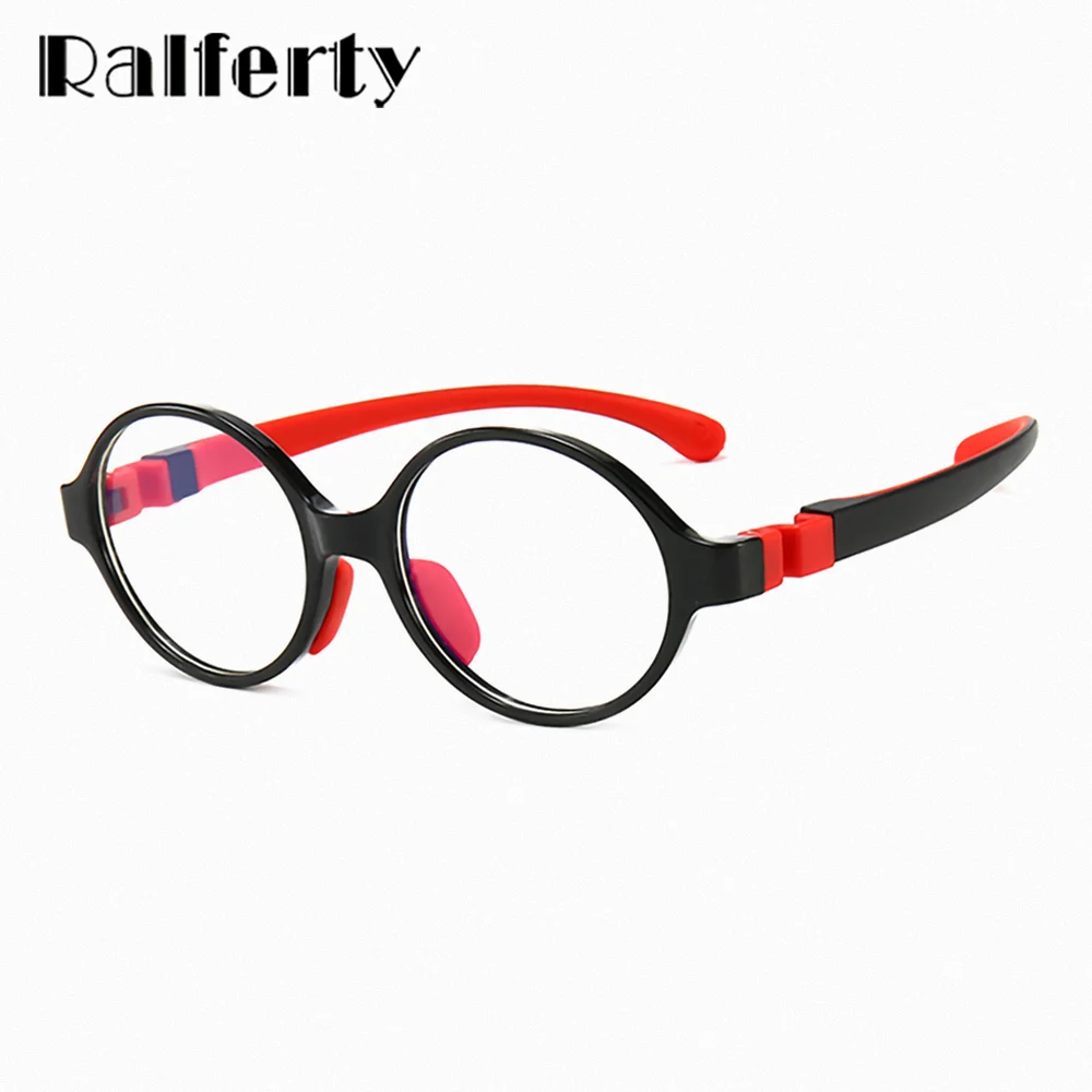 Vintage Round Eyeglasses Frames Kids Plain Glass Spectacles Soft Flexible Anti Blue Glasses Frame For Child Boy Girl 10 Years