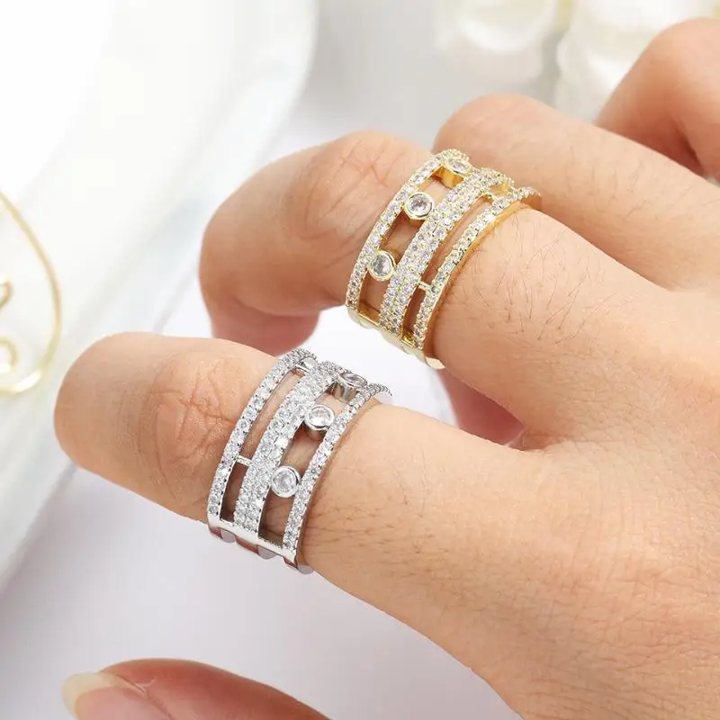 Fashion Hollow Three-layer Cubic Zirconia Rings Fo...