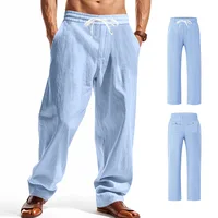 Pantalon Homme Coton Lin 2025 – Nouvelle Collection Été-Automne – Taille Haute Ample Jambe Large – Décontracté et Respirant en Chanvre pour le Sport 2