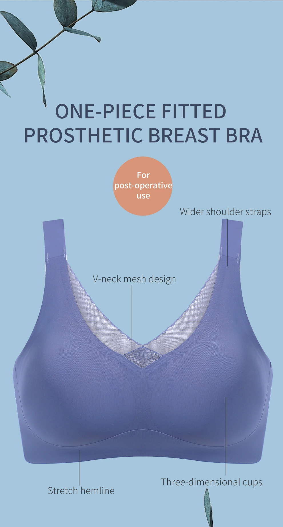 Seamless Prosthetic Breast Bra - Lightweight Mastectomy Bra