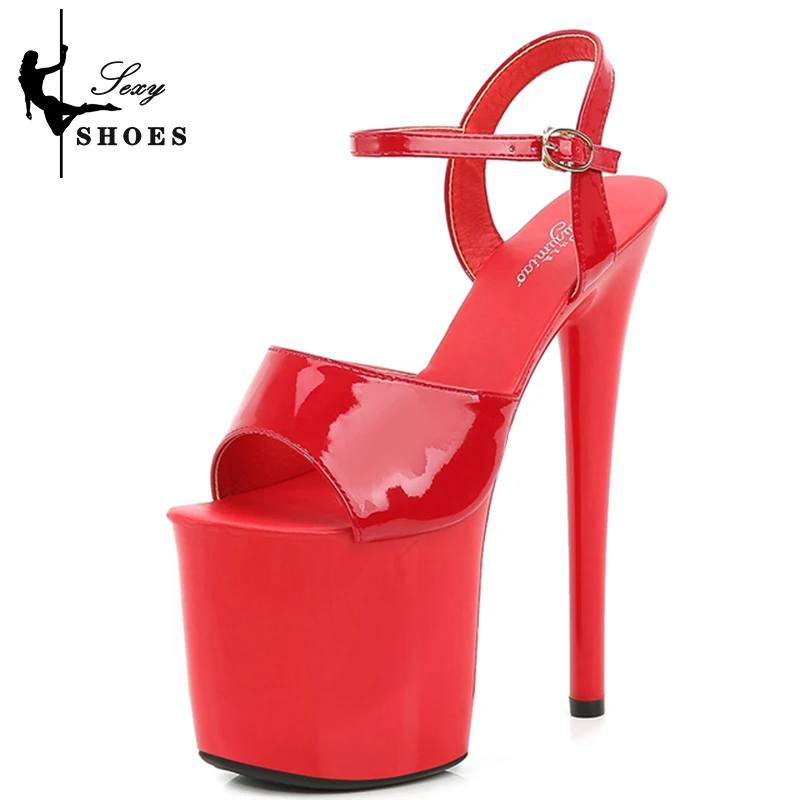 2023 New Patent Leather Women Sexy Show Shoes Pole Dance Stripper High Heels Sandals Party Club 20CM Platform High-heeled Shoes