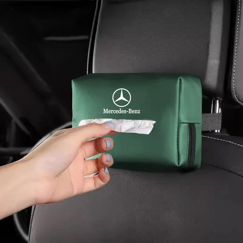 Car tissue box sun visor seat back paper towel storage bag for Mercedes Benz AMG GLE GLS GLC CLA GLA GLK GLB C197 W204 W205 W169