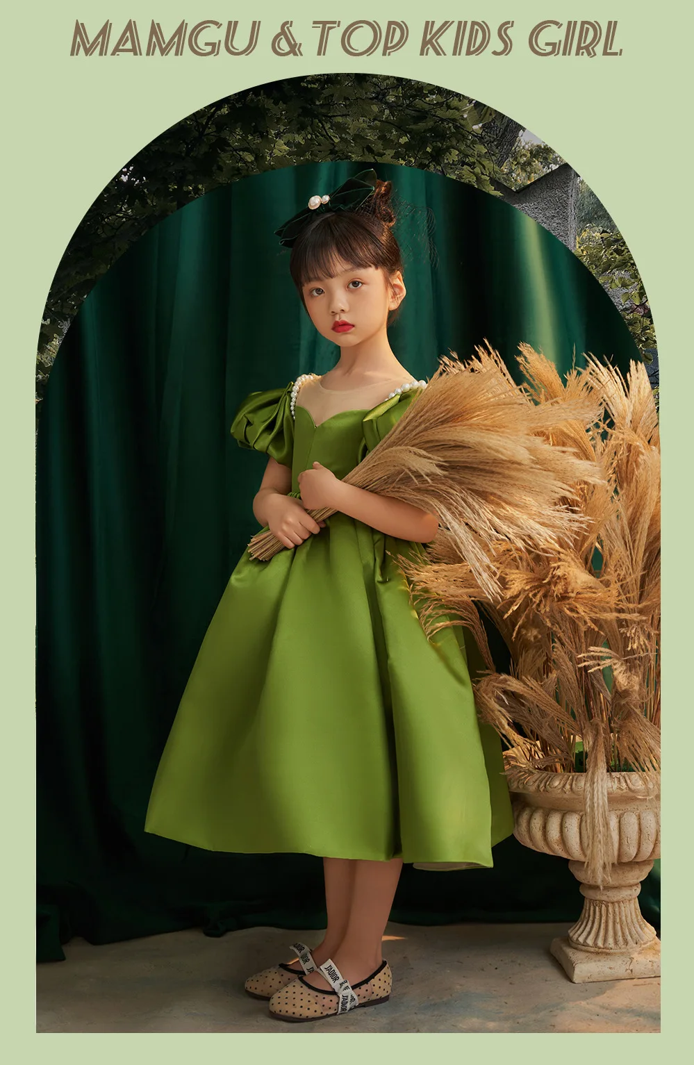 Elegance Green Dress For Girl Children Party Evening Dresses Kids First  Communion Vestidos Teenager Weddings Bridesmaid Color Green Kid Size 5-6Y