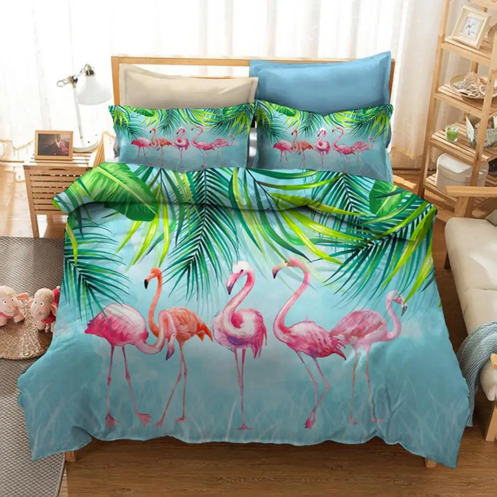 

Tropical Flamingo 3D Printed Bedding Set Duvet Covers Pillowcases Comforter Bedding Set Bedclothes Bed Linen(NO Sheet)