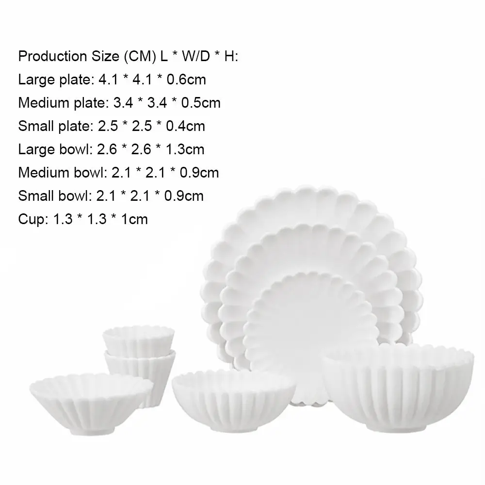 8Pcs 1:6 Dollhouse Tableware Miniature Food Utensil Bowl Dish Plate Kitchen Furniture Photo Props Scene Model Doll Accessories