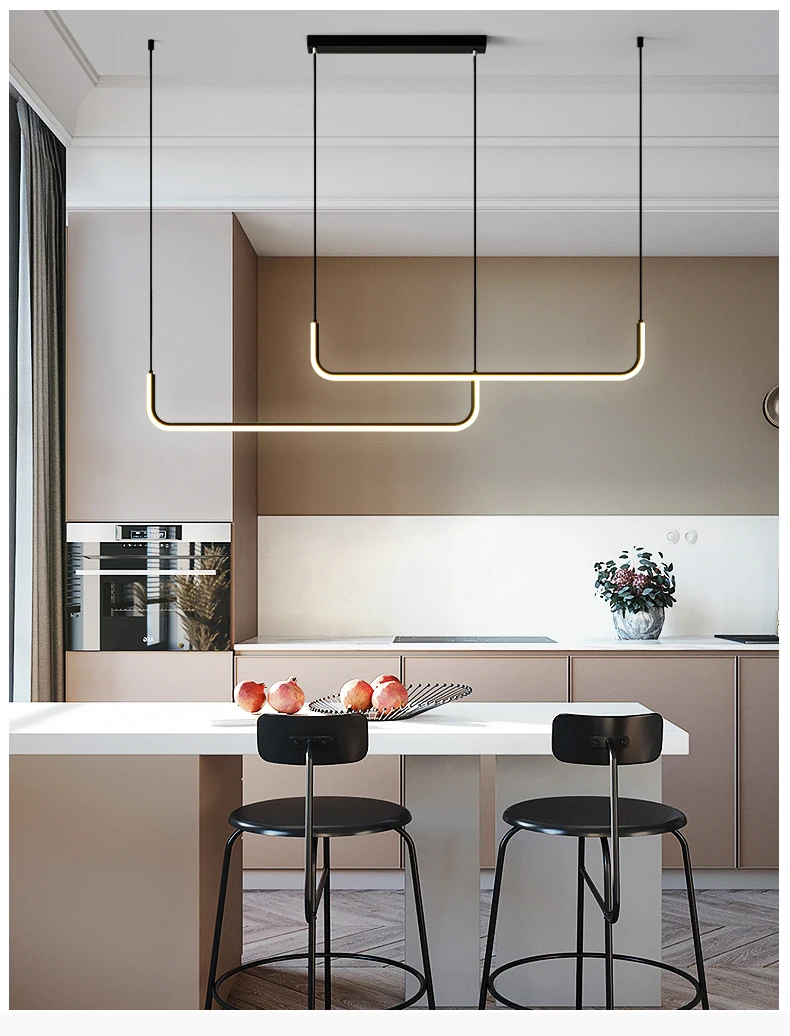 gold pendant light Modern minimalist LED ceiling chandelier long dining table chandelier kitchen lamp minimalist kitchen home decoration lighting outdoor pendant lighting