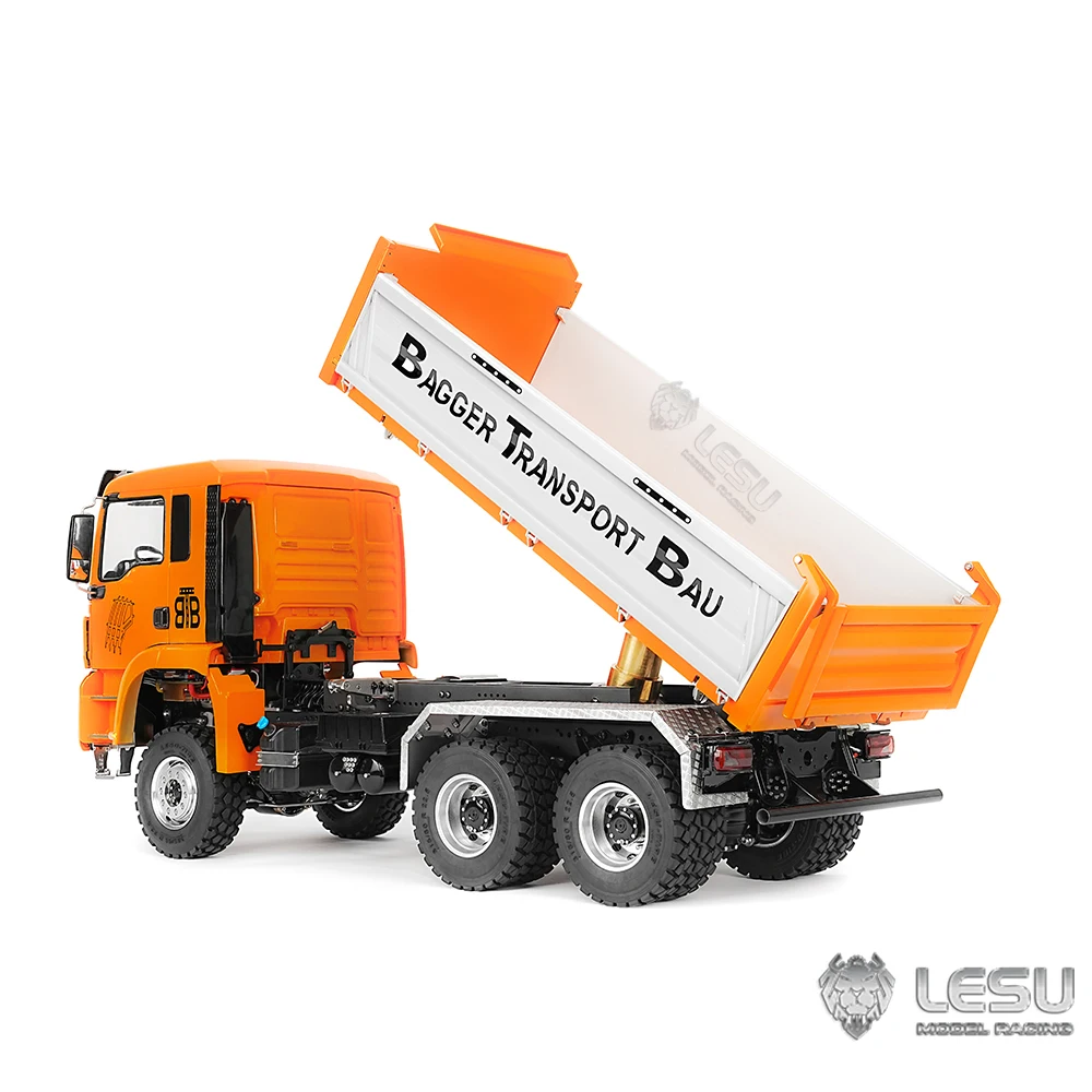1/14 LESU TGS 6x6 RTR RC Hydraulic Dump Truck Metal Radio Control Dumper Car DIY Finished Tipper Light Sound Model Toys for Boys 6