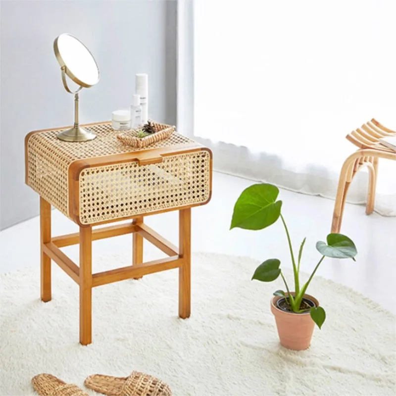 Rattan Retro Bedside Table
