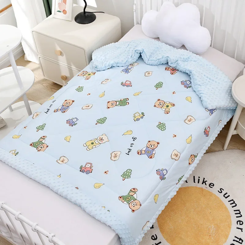 Baby Bean Velvet Blanket Children's Comforter Toddler Nursery Spring Autumn Winter Cotton Duvet Kids Soft Cozy Coverlet