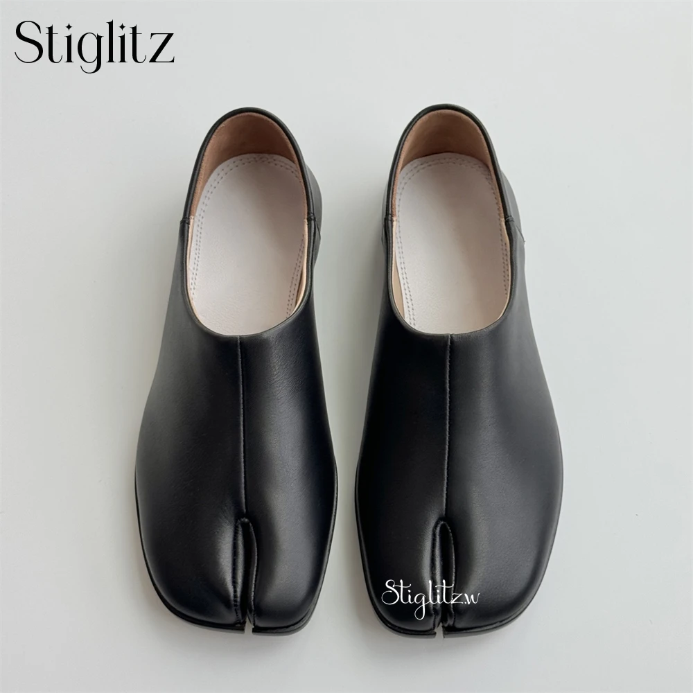 Slip-On Tabi Shoes for Men Black Patent Leather Comfortable Flats Multi-Color Brown Handmade Men's Shoes Wedding Banquets